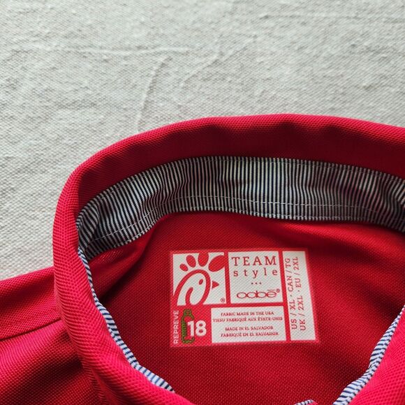 Chick-Fil-A Polo Shirt Mens XL Red Employee Uniform Work Oobe Authentic - Picture 3 of 14